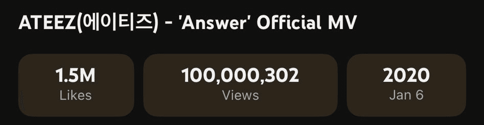 أغنية "Answer" لفرقة ATEEZ أصبحت الفيديو الموسيقي الرابع لفرقة ATEEZ الذي يتجاوز 100 مليون مشاهدة