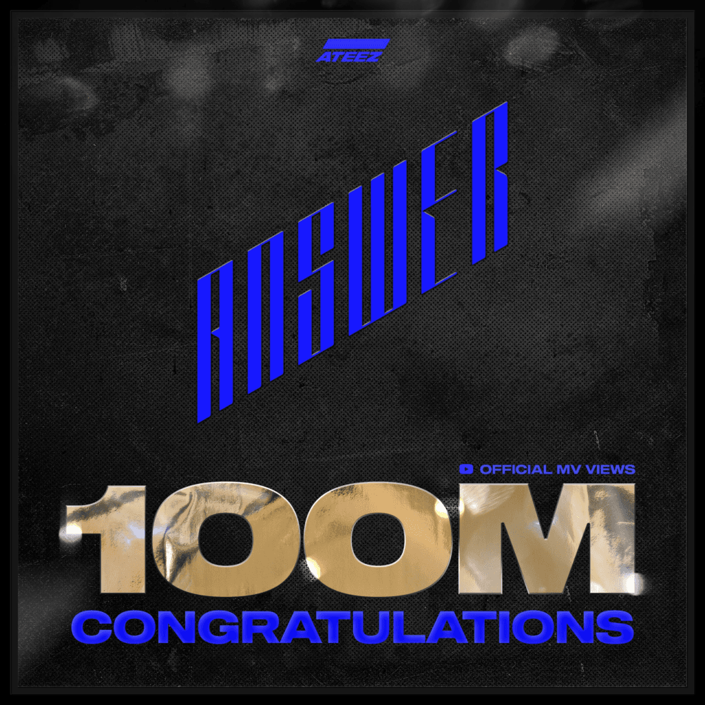 أغنية "Answer" لفرقة ATEEZ أصبحت الفيديو الموسيقي الرابع لفرقة ATEEZ الذي يتجاوز 100 مليون مشاهدة