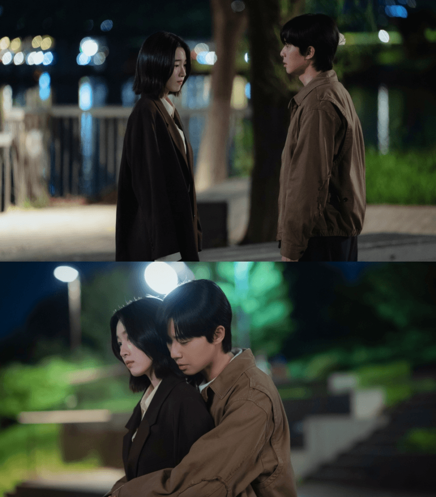 بارك سيو جون يعانق وون جي آن أثناء حديثهما عن انفصالهما الثاني في مسلسل "غداً بالتأكيد - Surely Tomorrow"