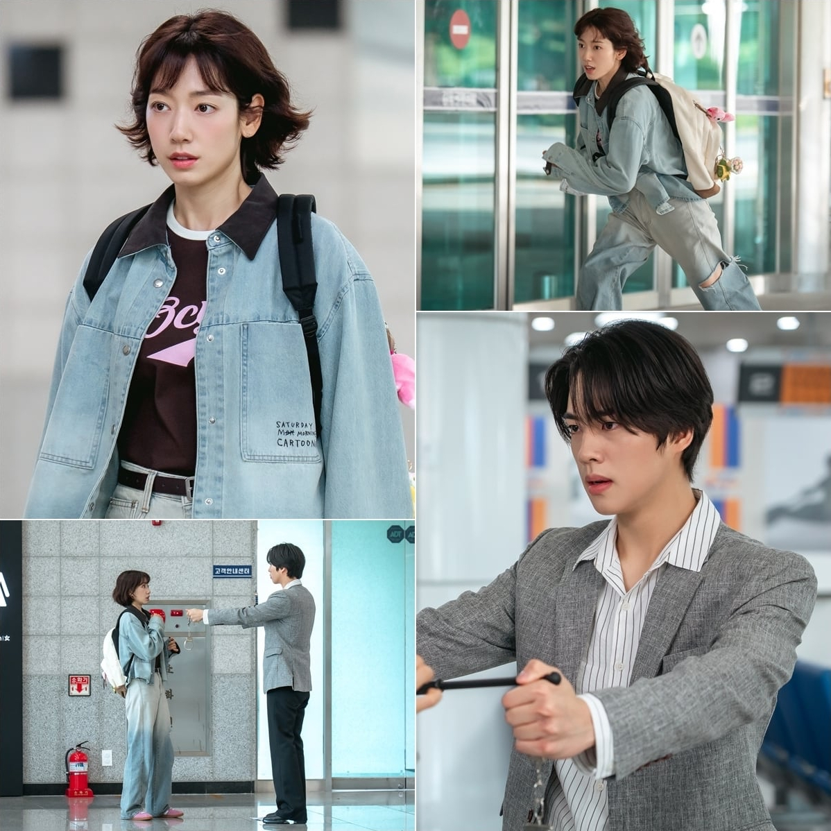 بارك شين هاي تلاحق تشو هان غيول بينما يحاول إيقافها في مسلسل "الآنسة هونغ المتخفية - Undercover Miss Hong"