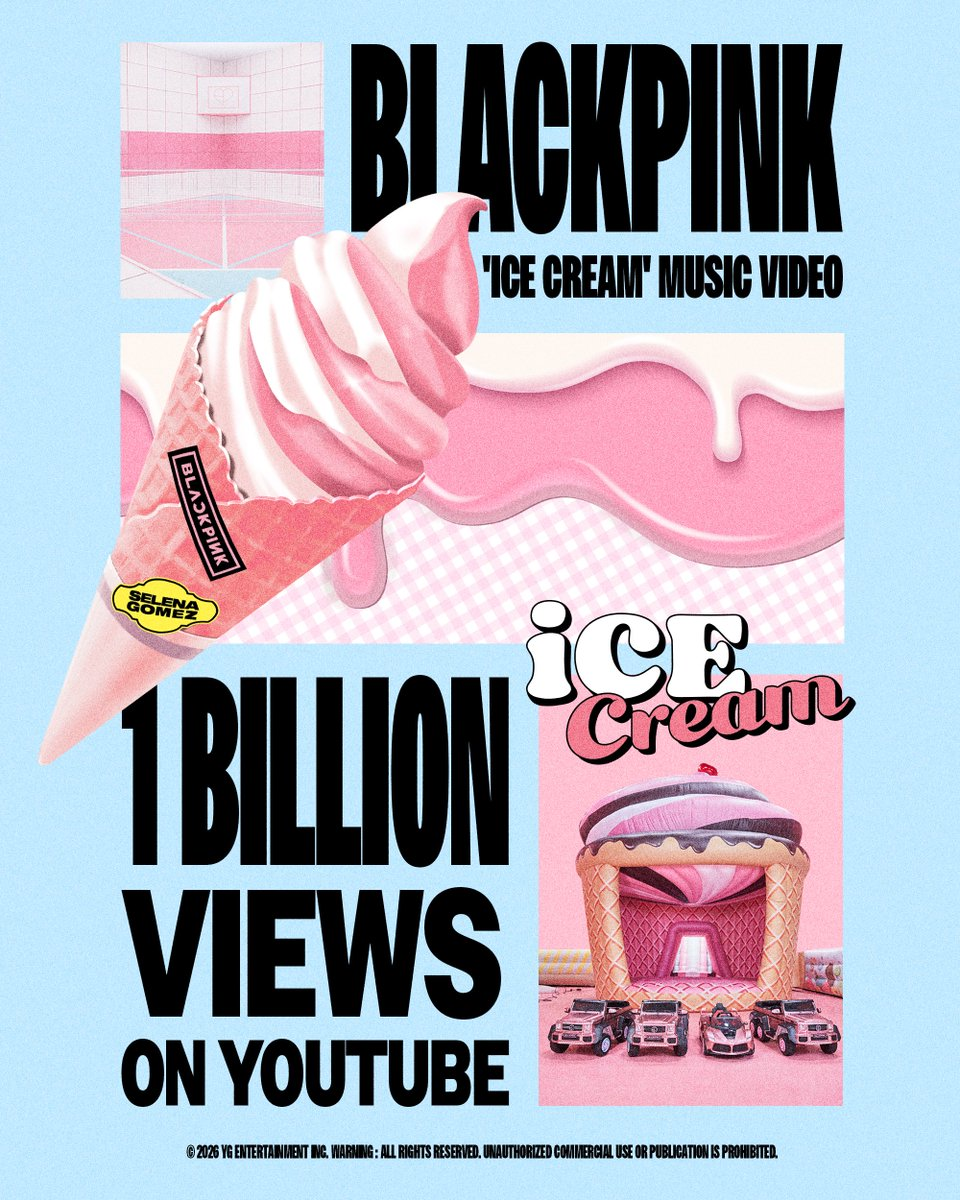 أغنية "Ice Cream" لفرقة BLACKPINK مع Selena Gomez أصبحت الفيديو الموسيقي السابع للمجموعة التي تتجاوز مليار مشاهدة